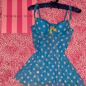Y2K Victoria’s Secret Sexy Little Things Polka Dot Bright Blue Slip Lingerie